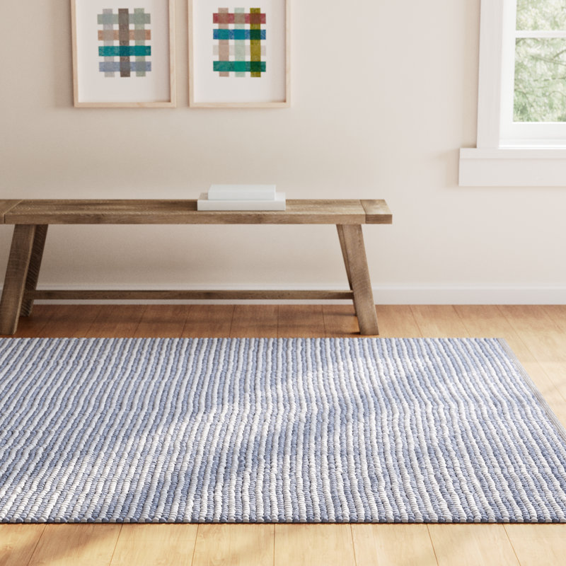 Birch Lane™ Cleodora Dots Handmade Area Rug in Ivory/Blue